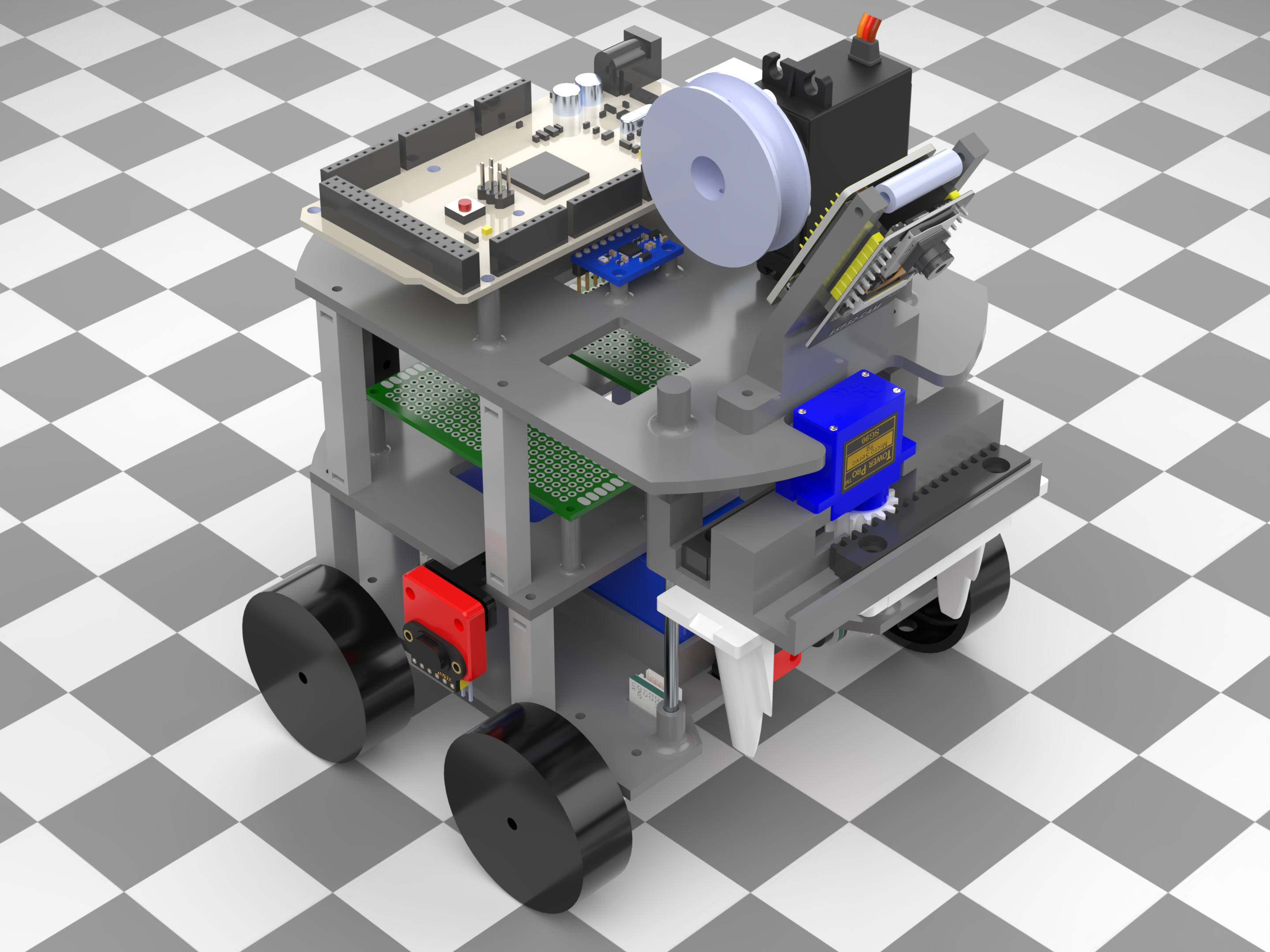 Final Phase C CAD render of the autonomous package delivery robot
